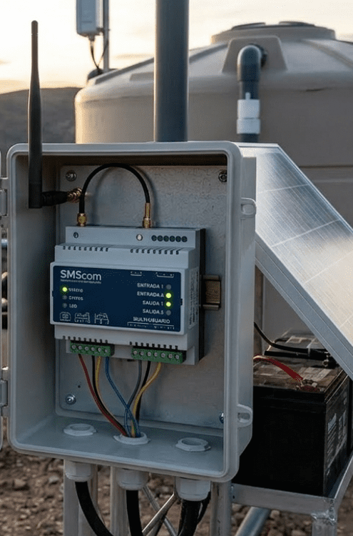Técnico de Syrbom configurando sistema de telemetría para consorcio.