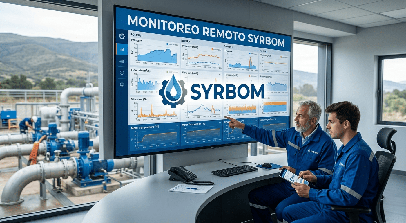 Central de control SYRBOM monitoreando sistemas de bombeo industrial.