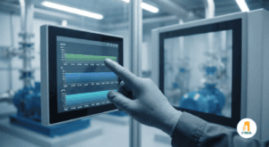 Monitoreo digital de parámetros de bombas de agua industriales para asegurar una gestión de mantenimiento predictivo eficiente.