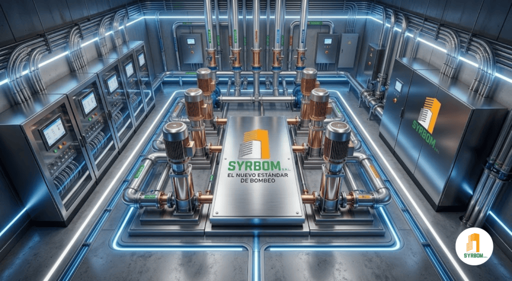 Sistema de bombeo de última generación con tecnología SYRBON en edificio moderno.