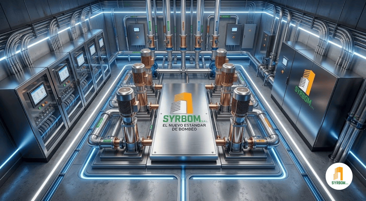 Sistema de bombeo de última generación con tecnología SYRBON en edificio moderno.